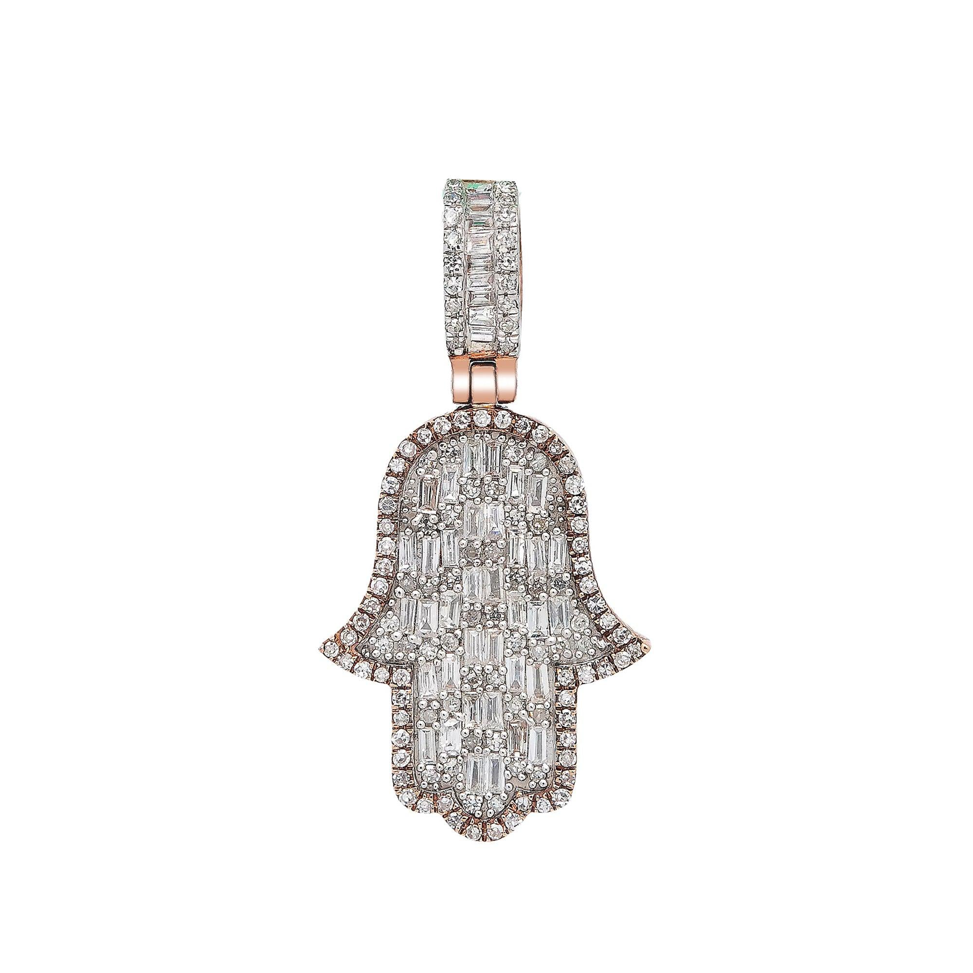 14K ROSE GOLD HAMSA PENDANT WITH 0.85 CT DIAMONDS