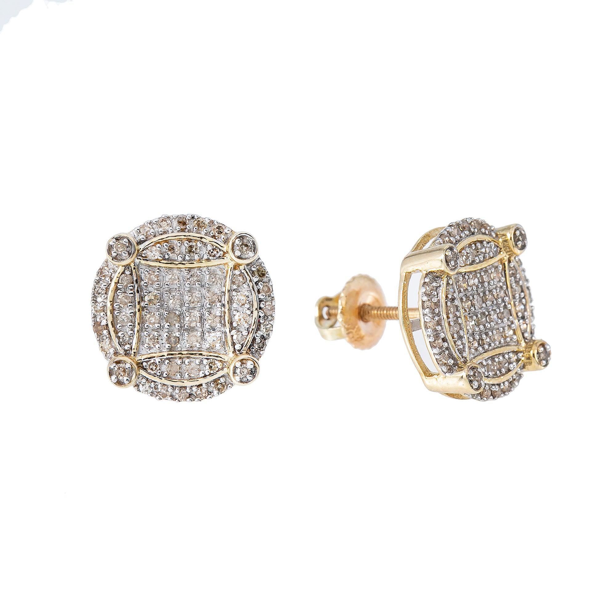 14K Yellow Gold Diamond Earrings 0.42 CT