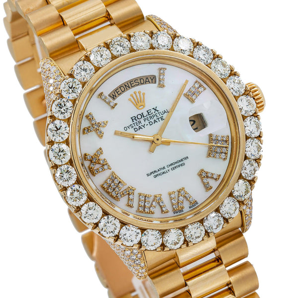 Rolex Day-date Diamond Watch, 1803 36mm, White Mother Of Pearl Diamond 