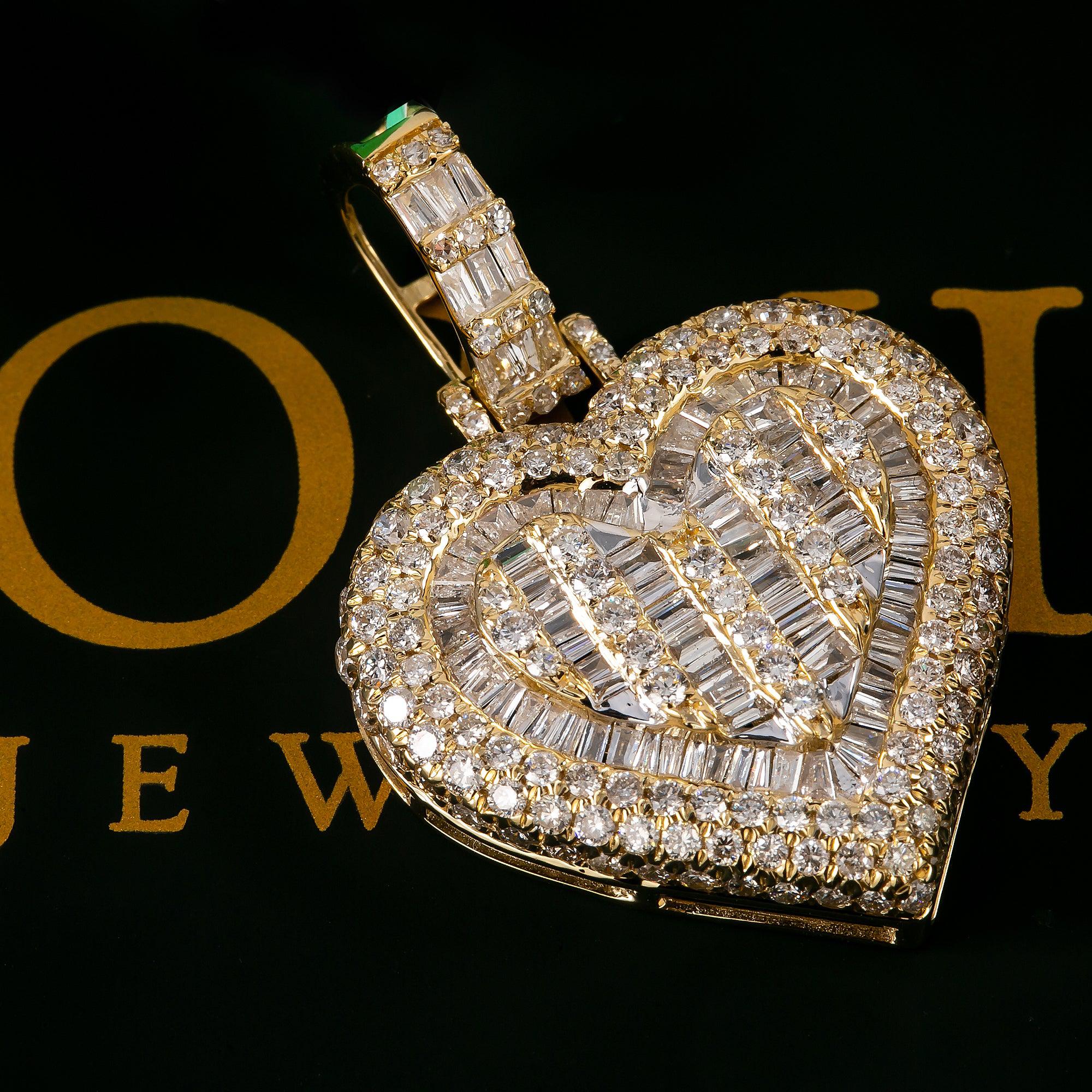 14K YELLOW GOLD HEART PENDANT WITH 2.65 CT DIAMONDS