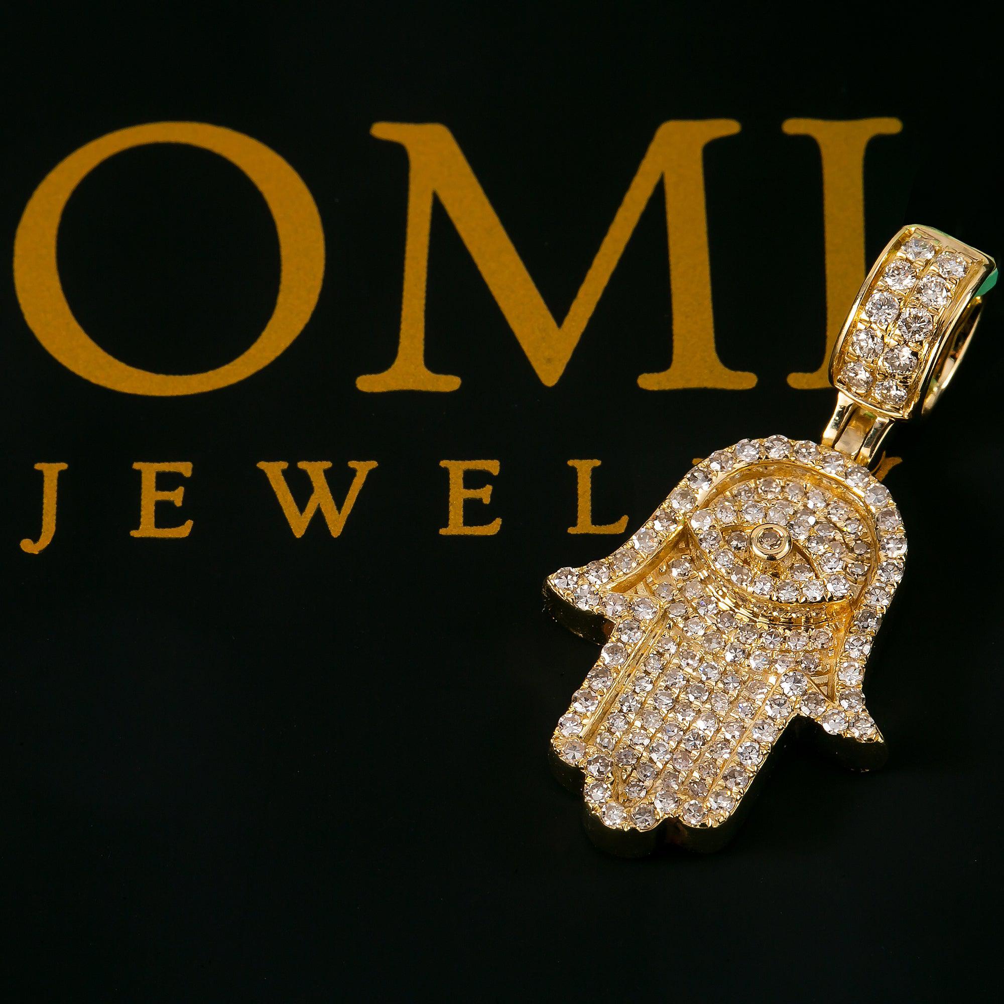 14K YELLOW GOLD HAMSA PENDANT WITH 0.90 CT DIAMONDS