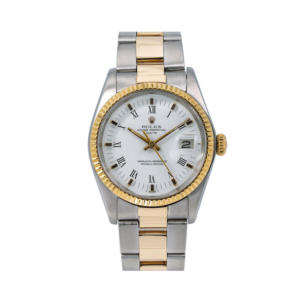 Rolex Oyster Perpetual Date 1500 34MM White Dial With Two Tone Oyster Bracelet