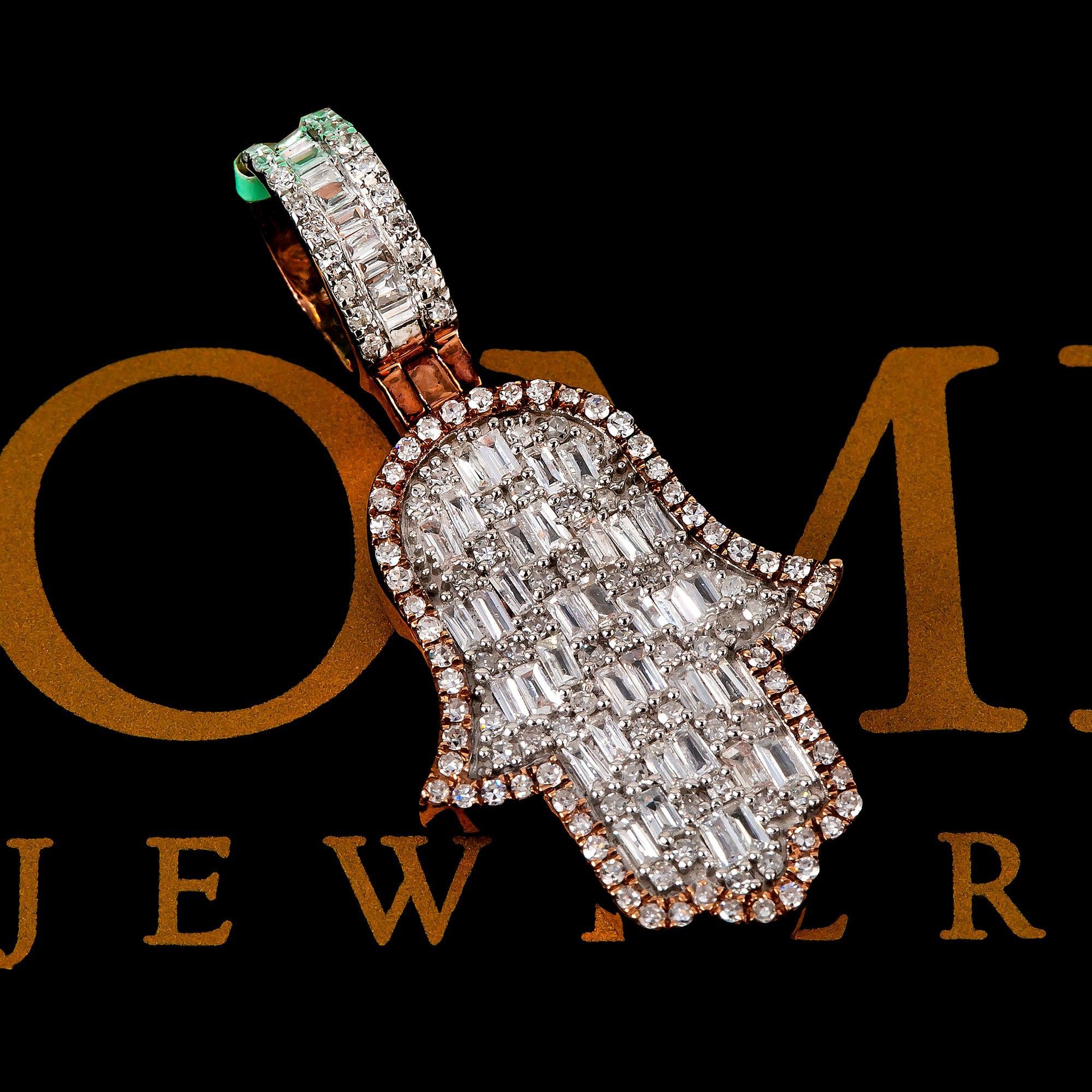 14K ROSE GOLD HAMSA PENDANT WITH 0.85 CT DIAMONDS