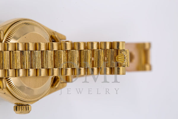 Rolex 6917 Ladies President 18k Mid size 26mm Diamond Bezel Diamond di –  Monica Jewelers