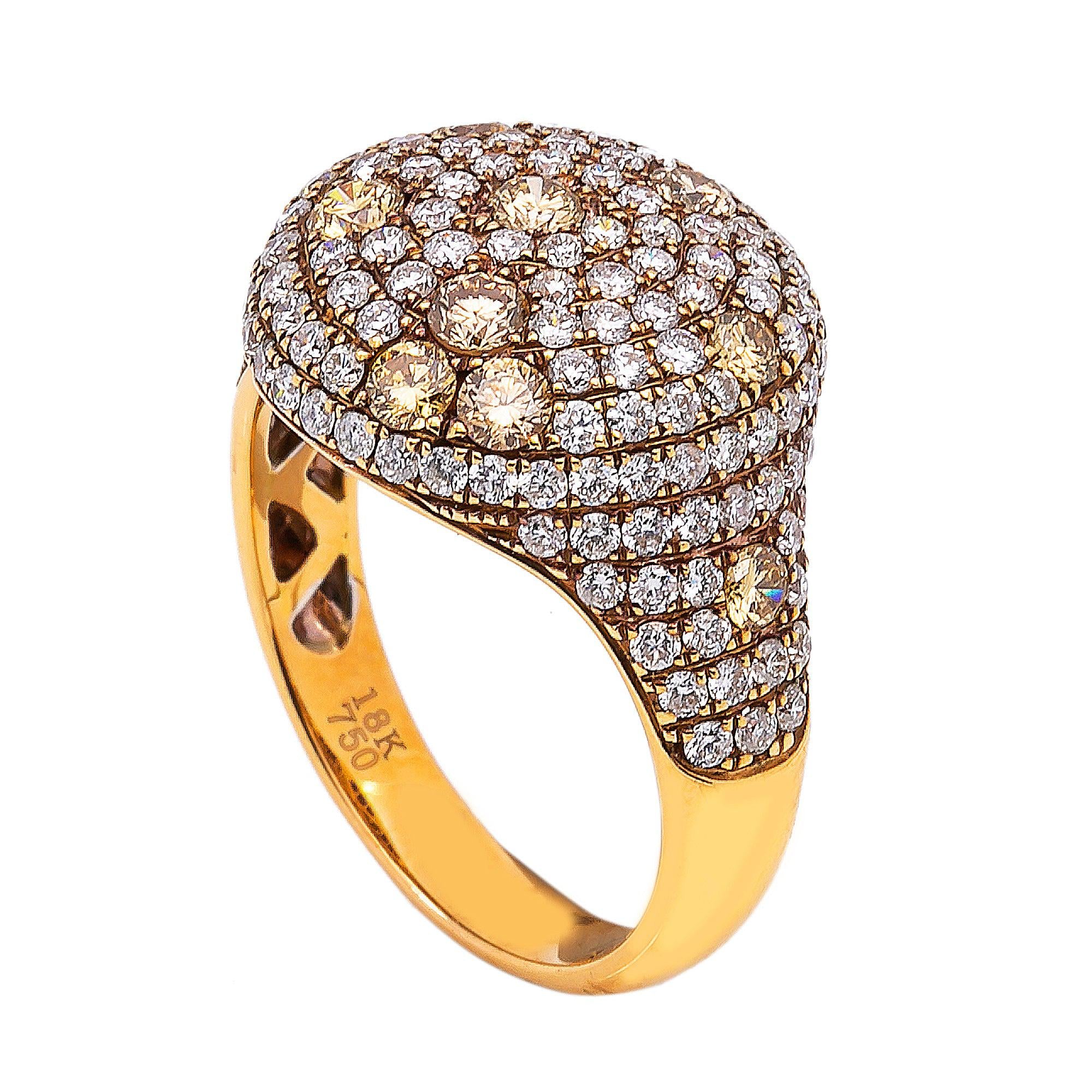 LADIES 18K YELLOW GOLD DIAMOND 2.24 CT HAND RING
