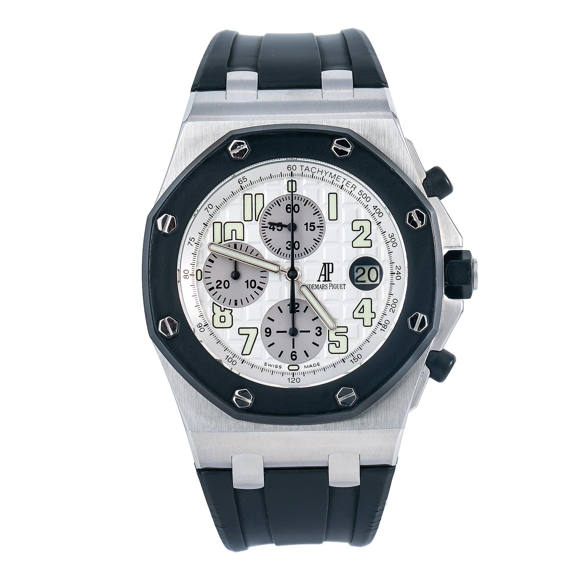 Audemars Piguet Royal Oak Offshore Chronograph 42MM 25940SK.OO.D002CA.02 White Arabic Dial Rubberclad Bezel Black Rubber Band