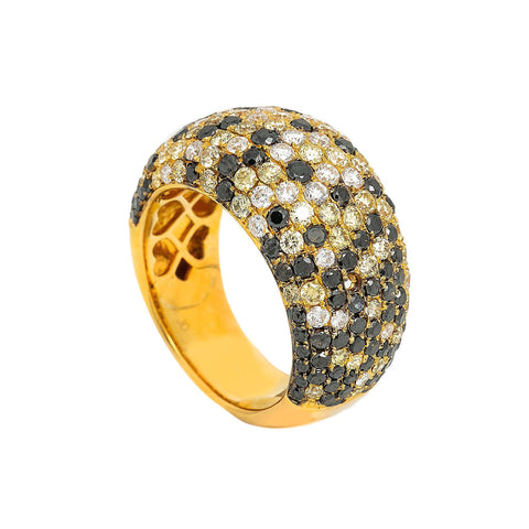 18K GOLD BRILLIANT & COLORED ROUND DIAMOND RING 4.23 CT