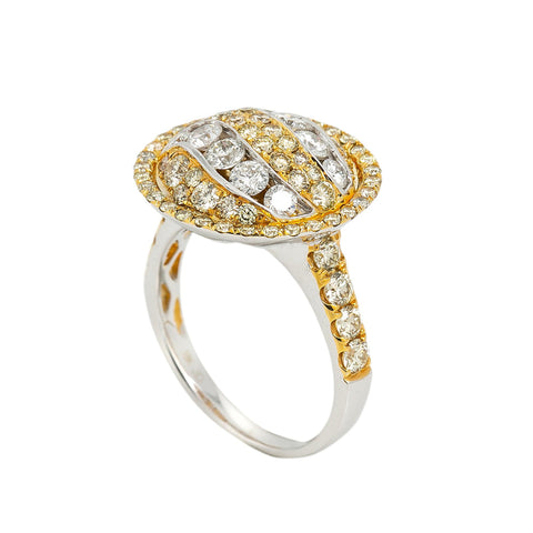 LADIES 18K YELLOW AND WHITE GOLD HAND RING WITH 2.72 CT DIAMONDS