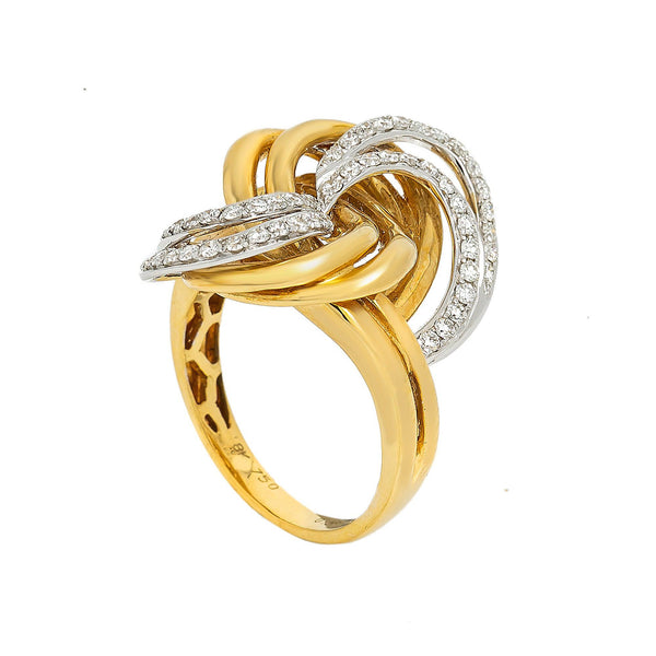 LADIES 18K YELLOW GOLD HAND RING WITH 0.60 CT DIAMONDS