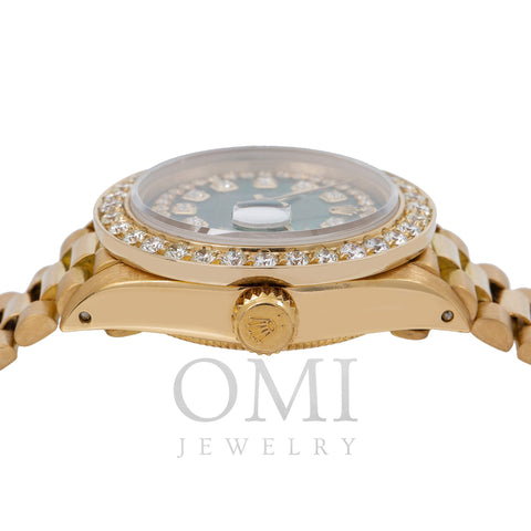 Rolex Lady-Datejust Diamond Watch, 6917 26mm, Black Diamond Dial With Yellow Gold Bracelet