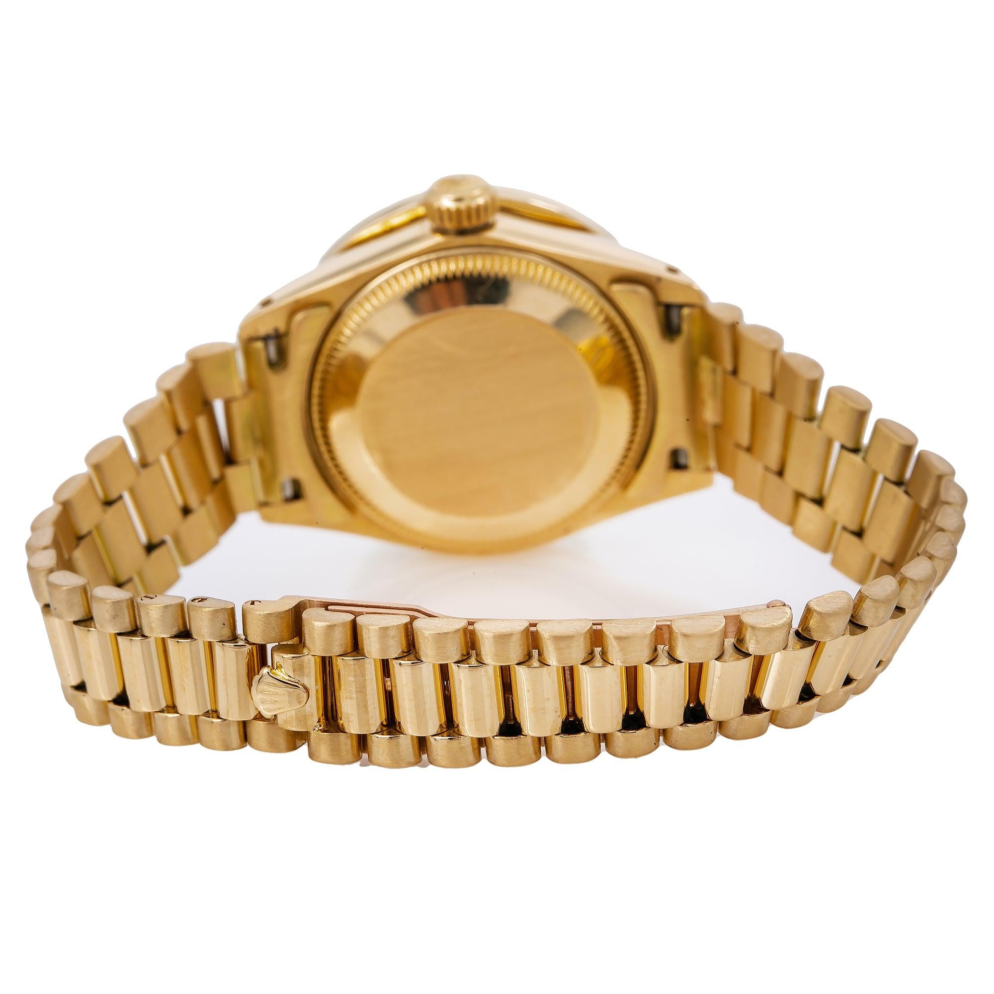 Rolex Datejust 26MM 6917 Black Mother of Pearl Diamond Dial Diamond Bezel 18K Yellow Gold President Bracelet