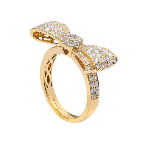 Ladies 18k Yellow Gold Diamond 1.13 CT Right Hand Ring