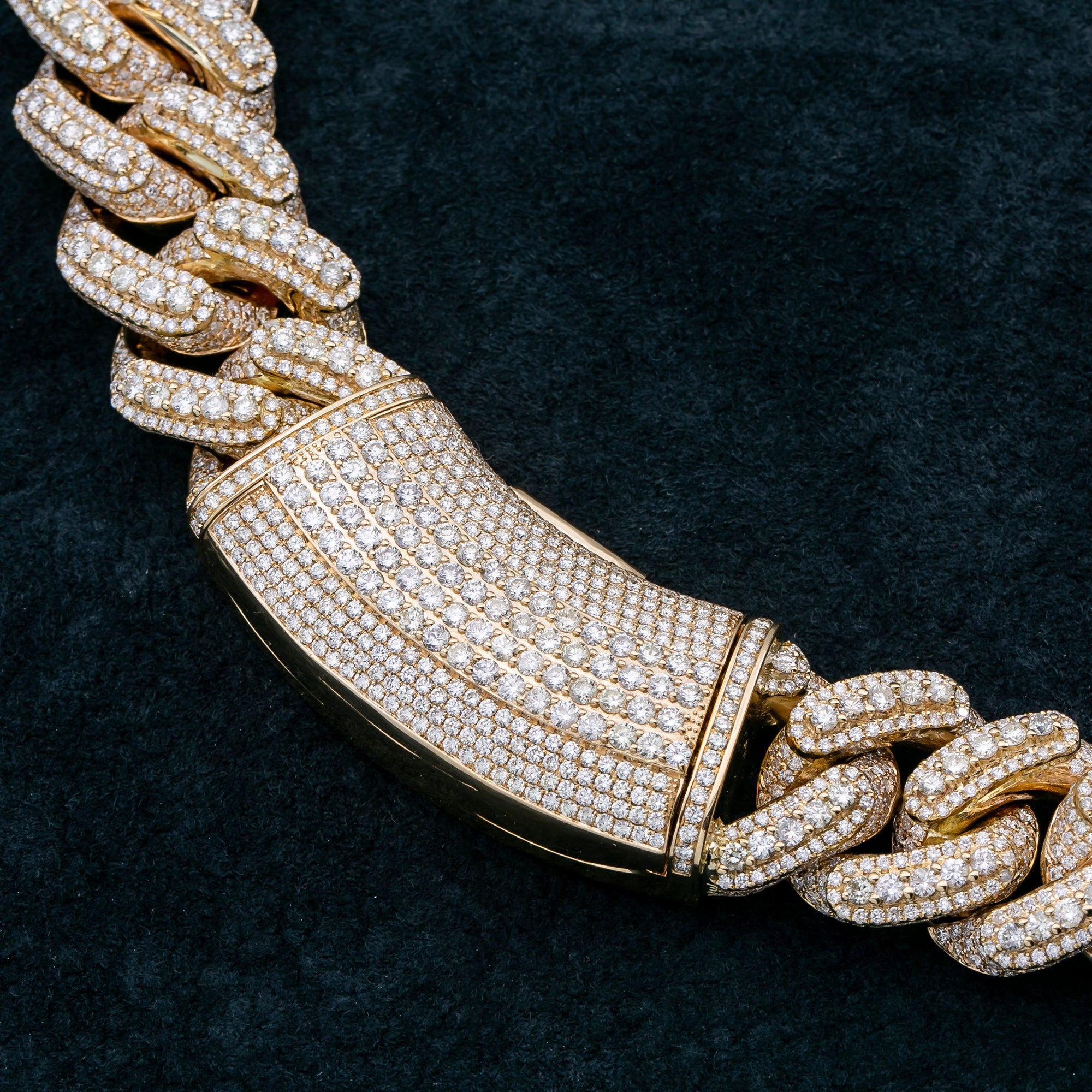 1.1 Kilo 14K YELLOW GOLD 26"/22MM CUBAN CHAIN WITH 105.18 CT DIAMONDS