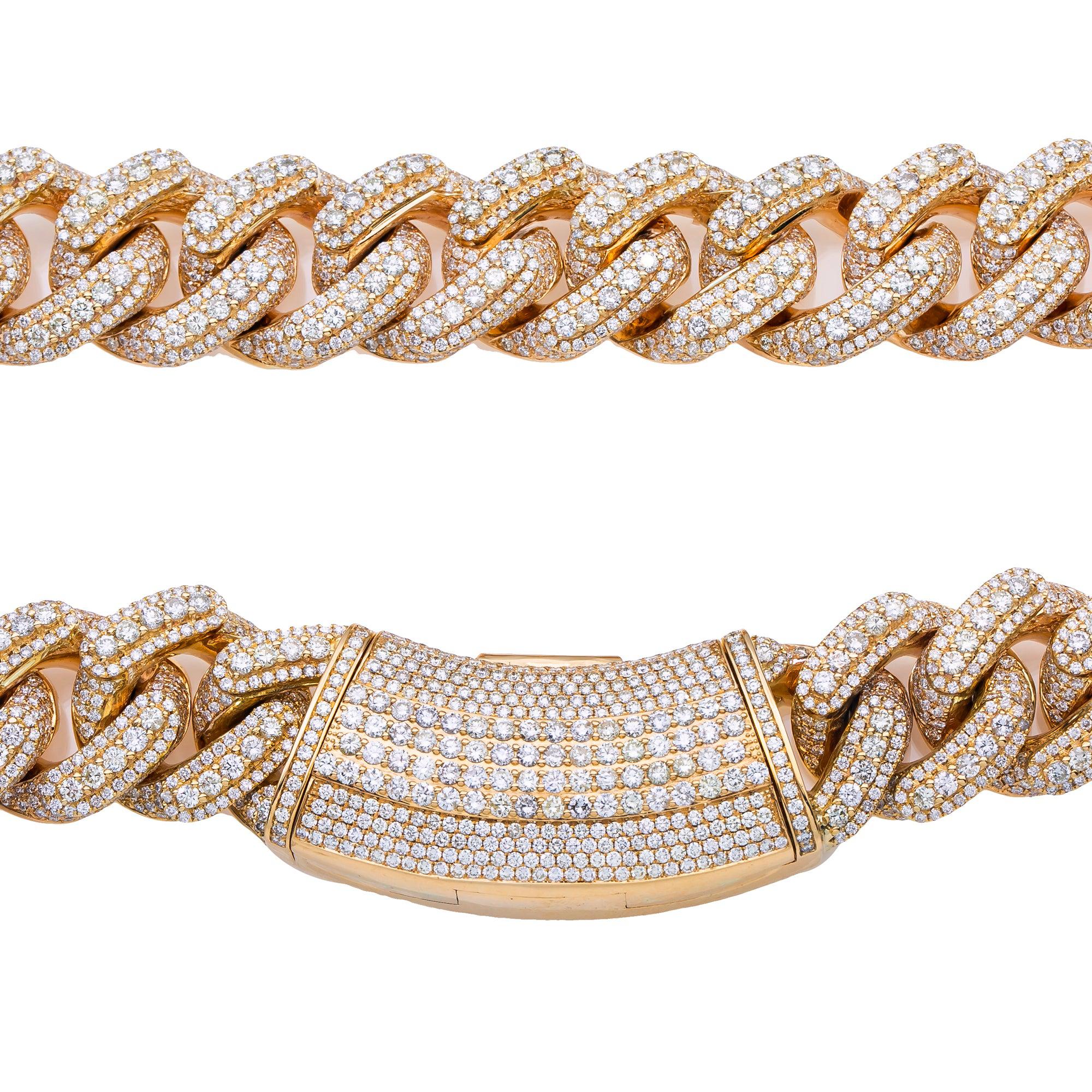 1.1 Kilo 14K YELLOW GOLD 26"/22MM CUBAN CHAIN WITH 105.18 CT DIAMONDS