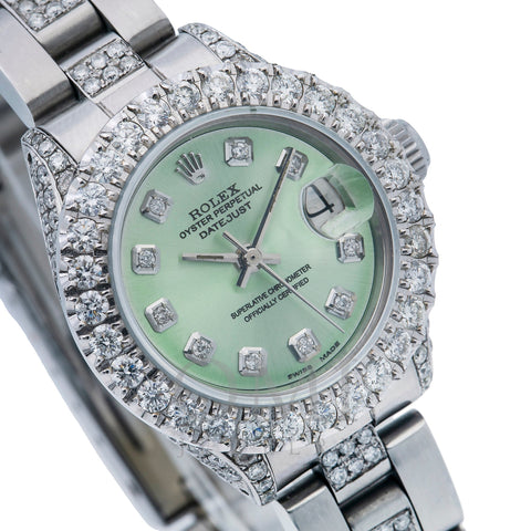 Rolex Lady-Datejust 6917 26MM Green Diamond Dial With Stainless Steel Oyster Bracelet