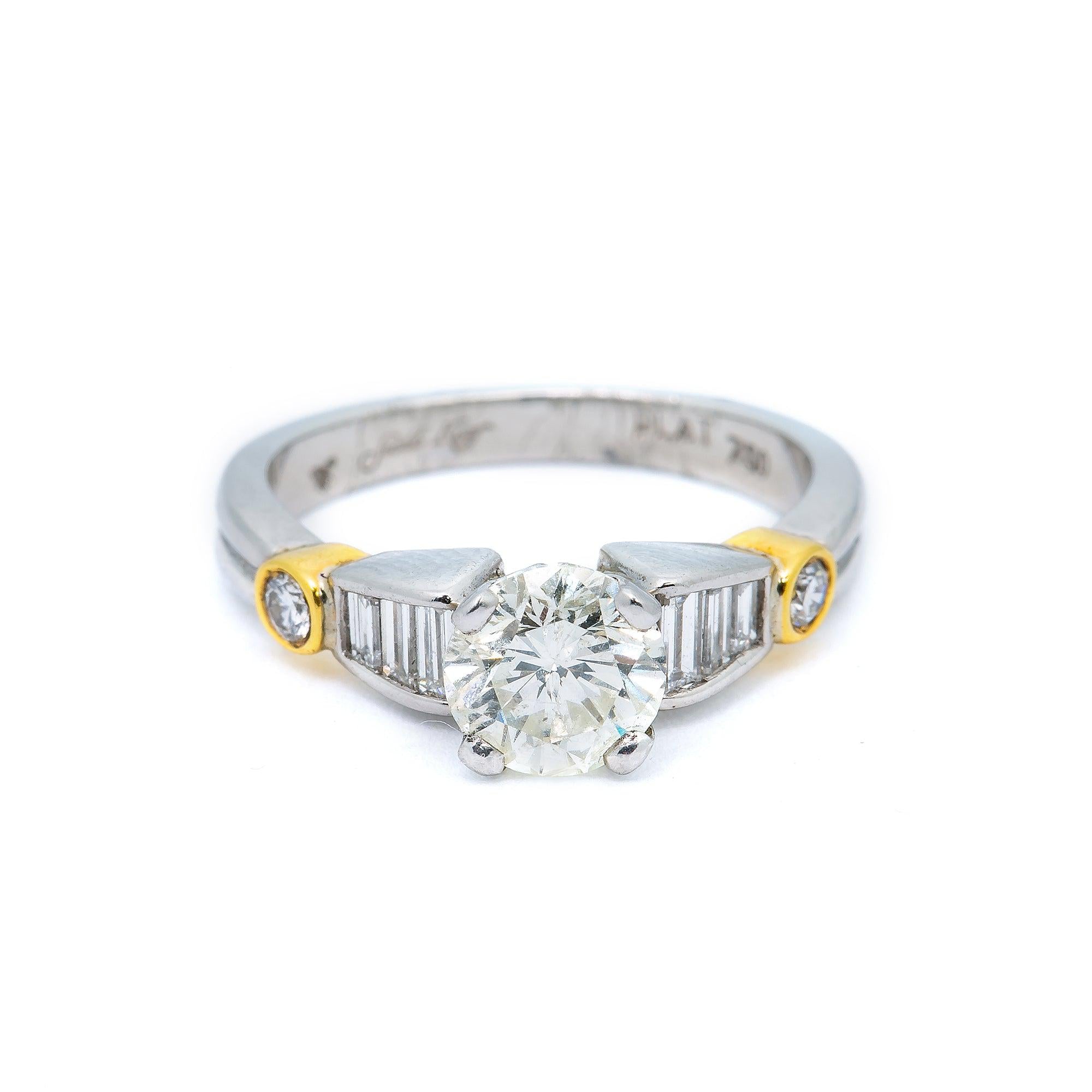 18K PLATINUM LADIES ENGAGEMENT RING WITH 1.18 CT DIAMONDS