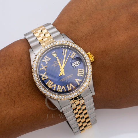 Rolex Datejust 1601 36MM Blue Diamond Dial With Two Tone Bracelet