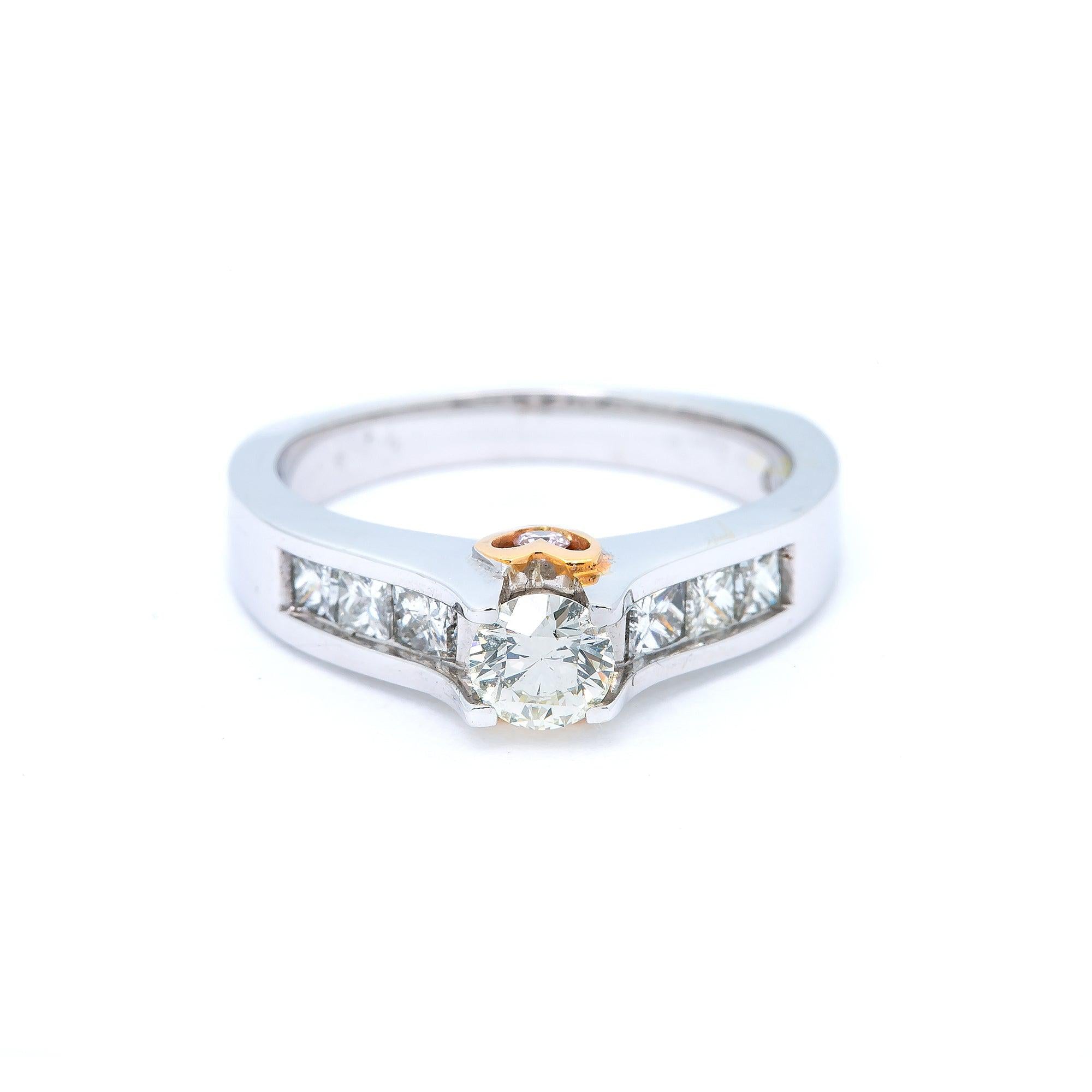 14K WHITE GOLD LADIES ENGAGEMENT RING WITH 1.03 CT DIAMONDS