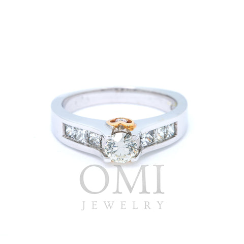 14K WHITE GOLD LADIES ENGAGEMENT RING WITH 1.03 CT DIAMONDS
