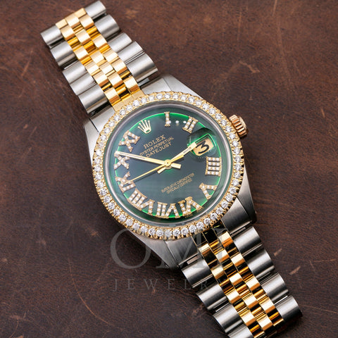Rolex Datejust 1601 36MM Green Diamond Dial With Two Tone Bracelet