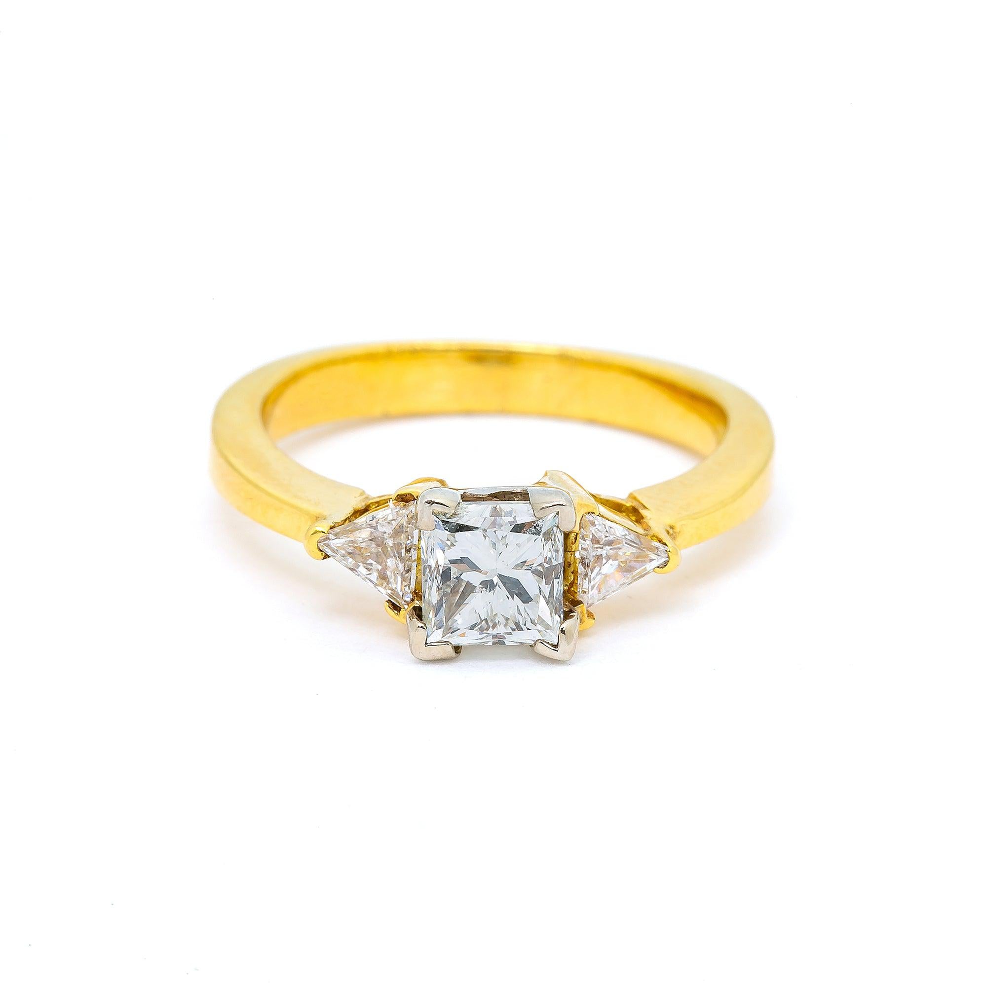 18K YELLOW GOLD AND PLATINUM LADIES ENGAGEMENT RING WITH 1.30 CT