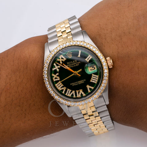 Rolex Datejust 1601 36MM Green Diamond Dial With Two Tone Bracelet