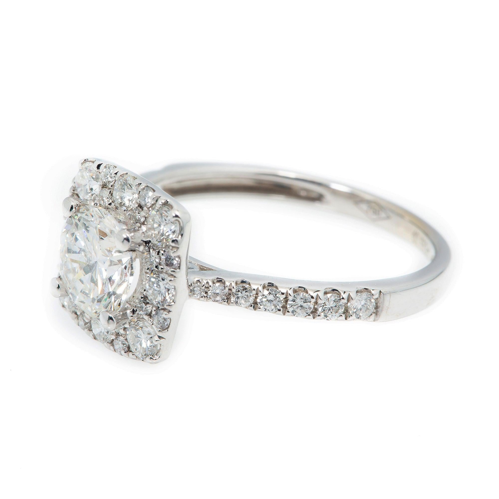 18K GOLD ROUND DIAMOND ENGAGEMENT RING 1.3 CT GIA