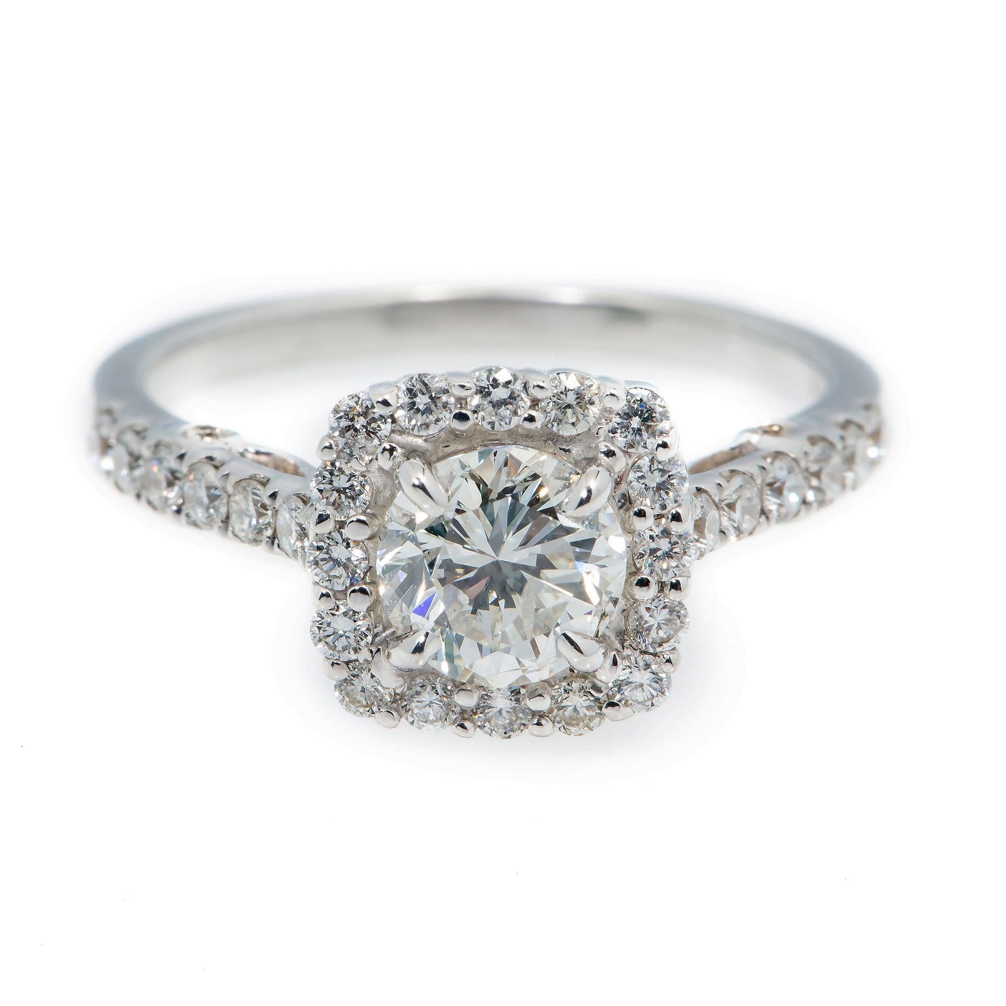 18K GOLD ROUND DIAMOND ENGAGEMENT RING 0.90 CT GIA