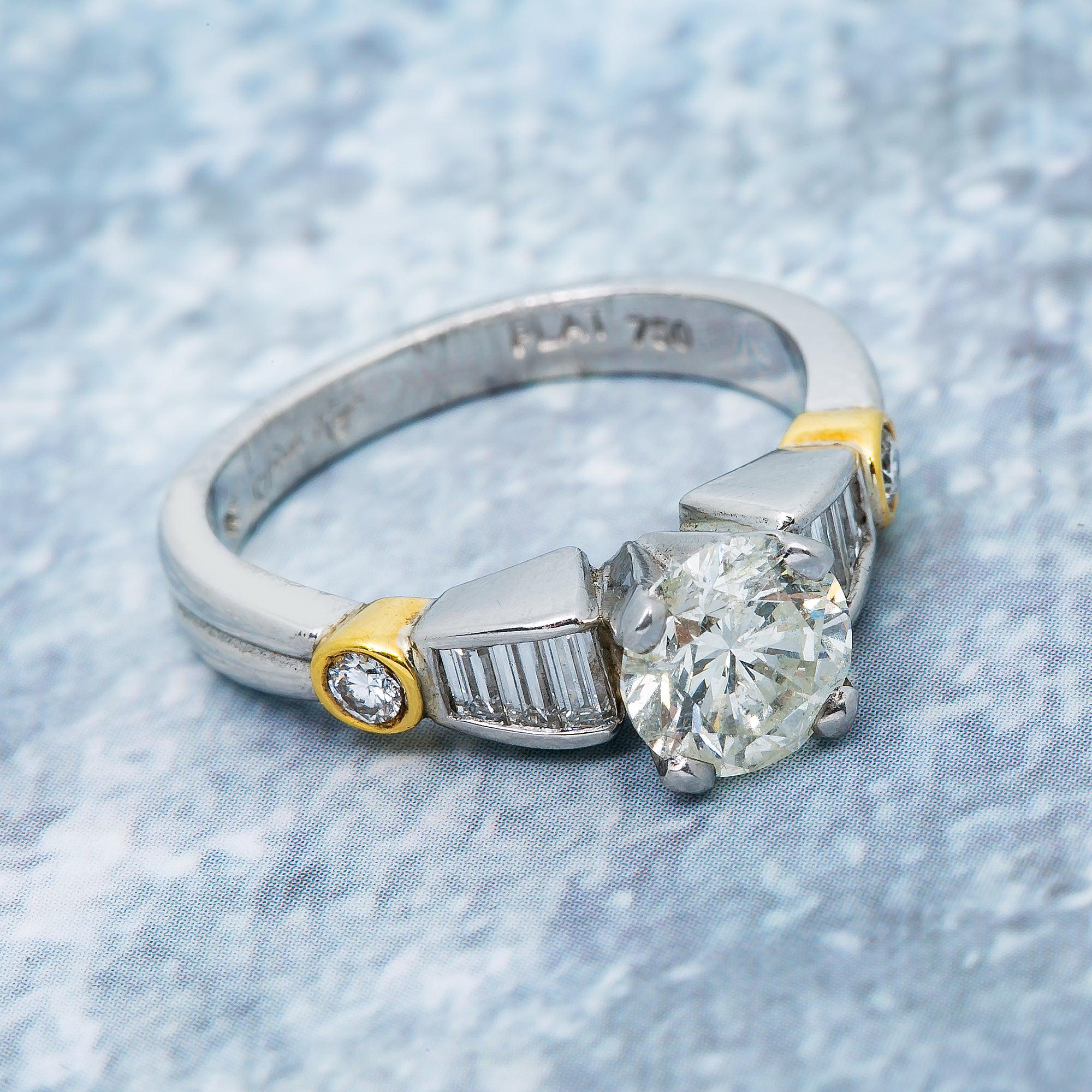 18K PLATINUM LADIES ENGAGEMENT RING WITH 1.18 CT DIAMONDS