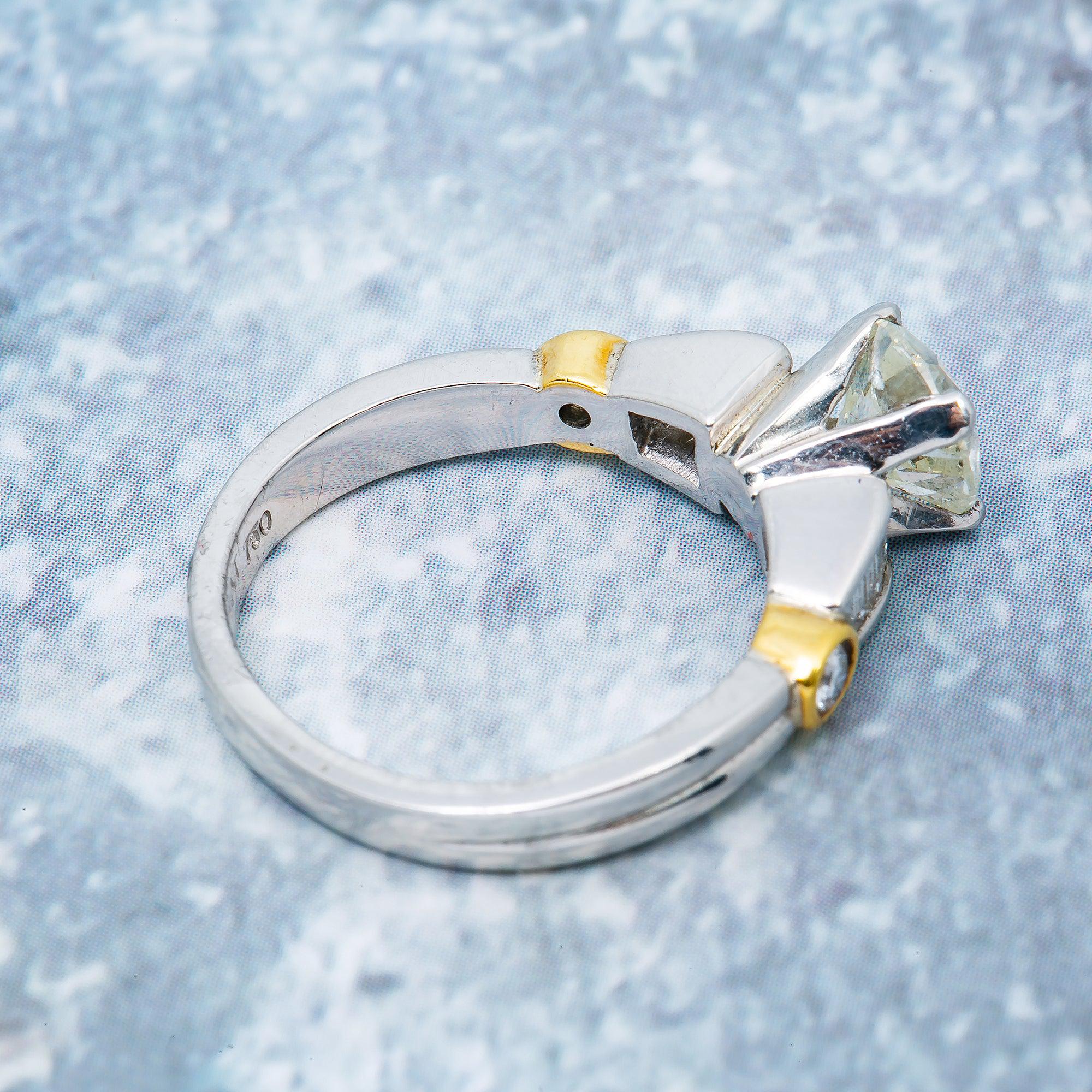 18K PLATINUM LADIES ENGAGEMENT RING WITH 1.18 CT DIAMONDS