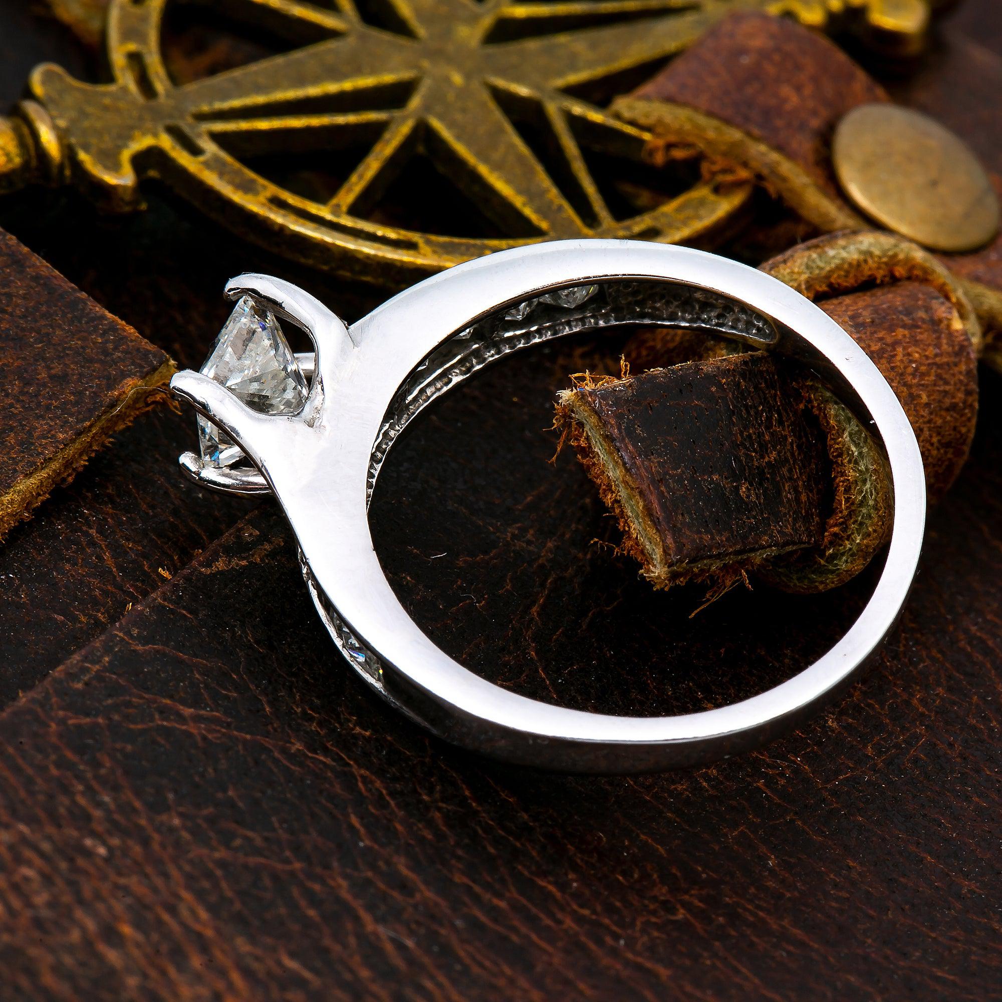 14K WHITE GOLD PRINCESS CUT ENGAGEMENT RING 1.49 CT