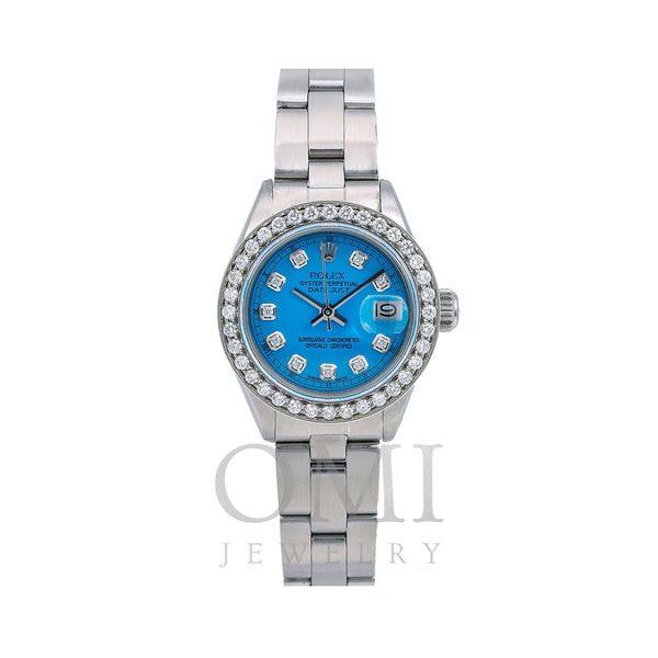 Rolex Datejust Diamond Watch 6916 26mm Blue Diamond Dial With 0.90 CT Diamonds