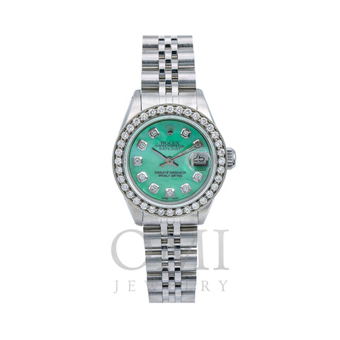 Rolex Lady-Datejust Diamond Watch, 6917 26mm, Green Diamond Dial With 0.90 CT Diamonds