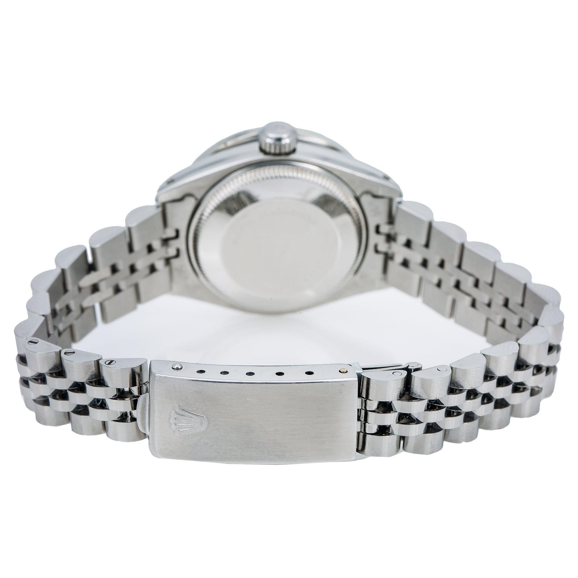 Rolex Datejust 26MM 6916 Turquoise Mother of Pearl Diamond Dial Diamond Bezel Stainless Steel Jubilee Bracelet 0.9ct