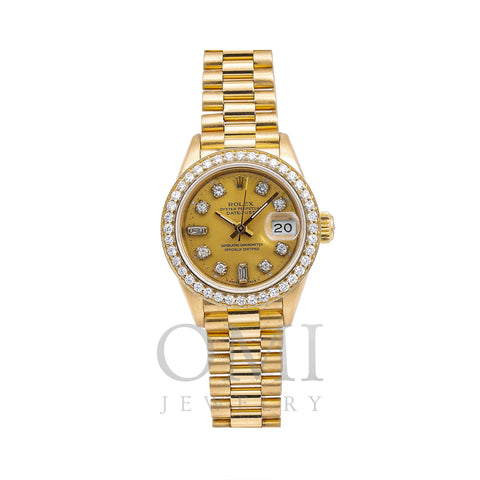 Rolex Lady-Datejust Diamond Watch, 69178 26mm, Champagne Diamond Dial With 0.90 CT Diamonds
