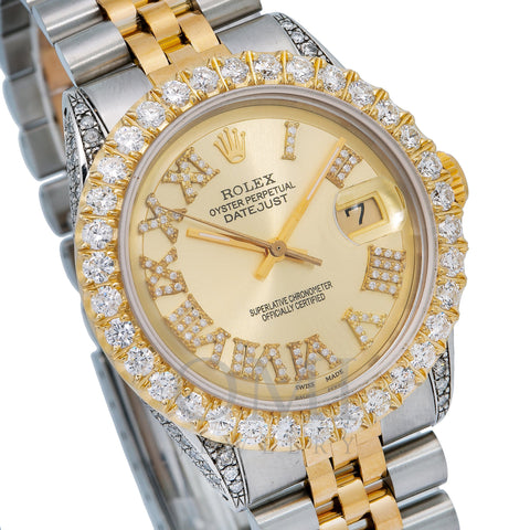 Rolex Datejust 1601 36MM Champagne Diamond Dial With Two Tone Bracelet