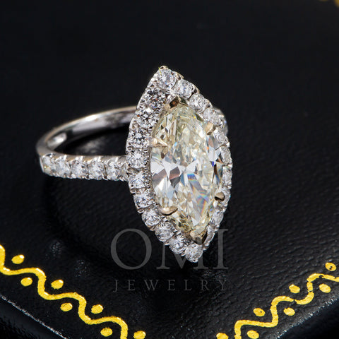 18K GOLD MARQUISE CUT DIAMOND ENGAGEMENT RING 3.00 CT GIA