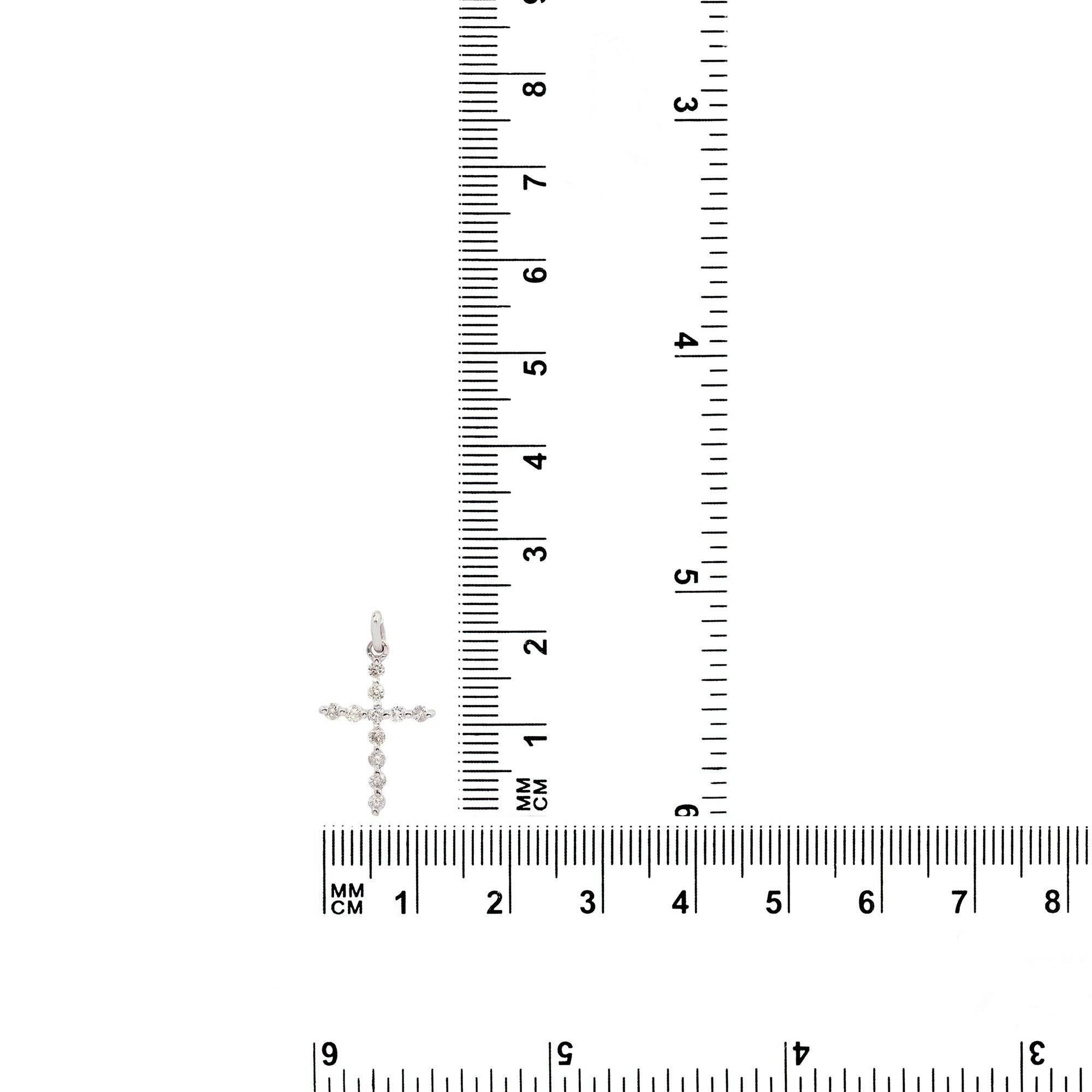 Unisex 18K White Gold Cross Pendant with 0.25 CT Diamonds