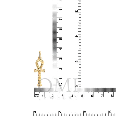 Unisex 14K Yellow Gold Cross Pendant with 0.05 CT Diamonds