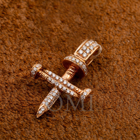 Unisex 14K Rose Gold Cross Pendant with 0.26 CT Diamonds