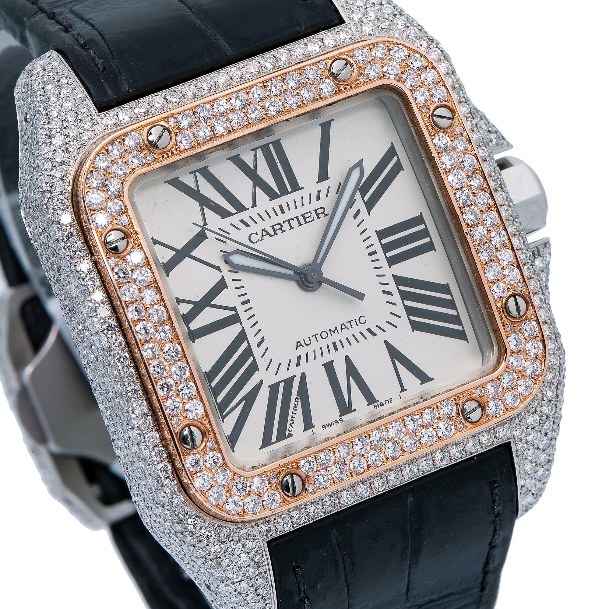 Cartier Santos 100 W20073X8 41MM White Dial With 9.25 CT Diamonds