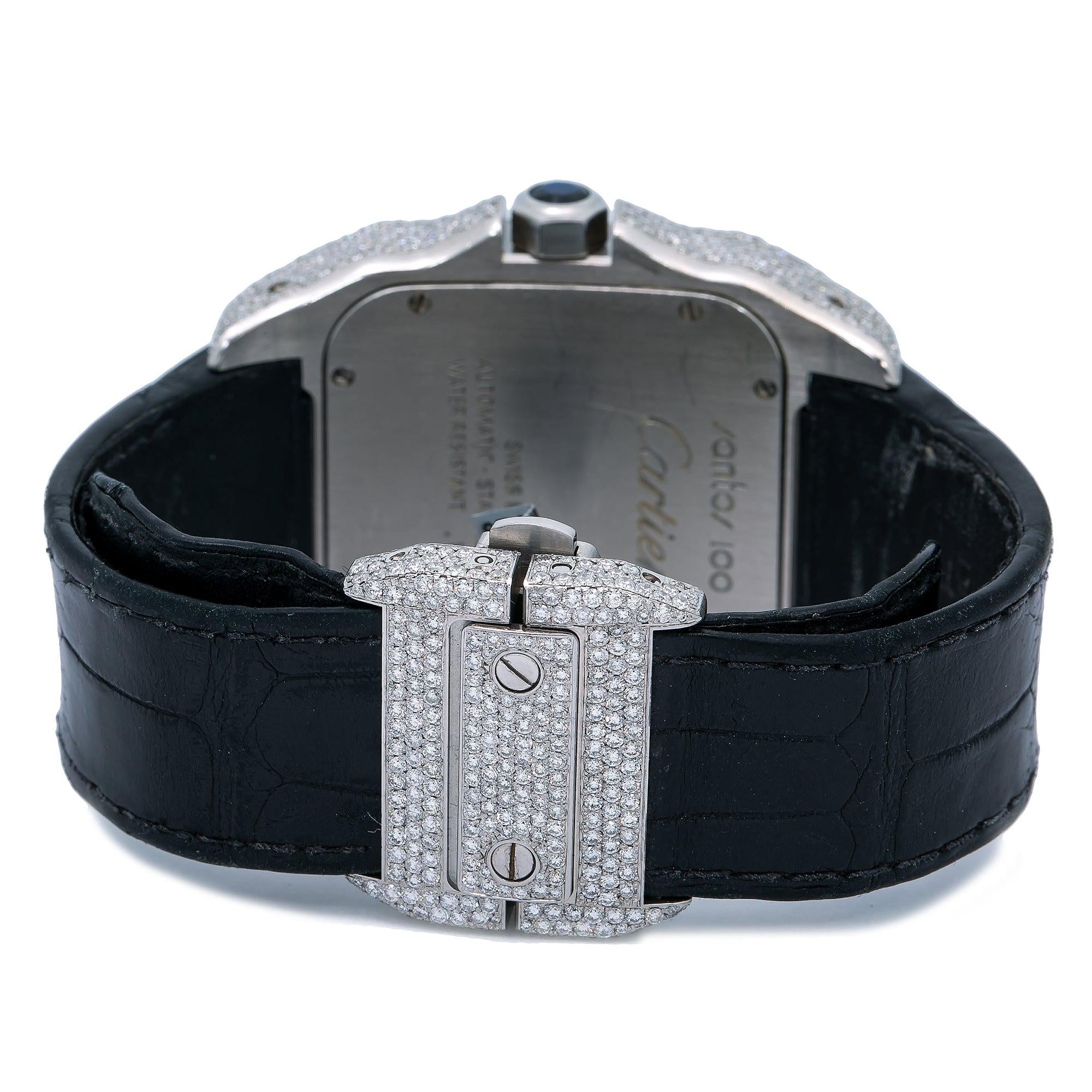 Cartier Santos 100 W20073X8 41MM White Dial With 9.25 CT Diamonds