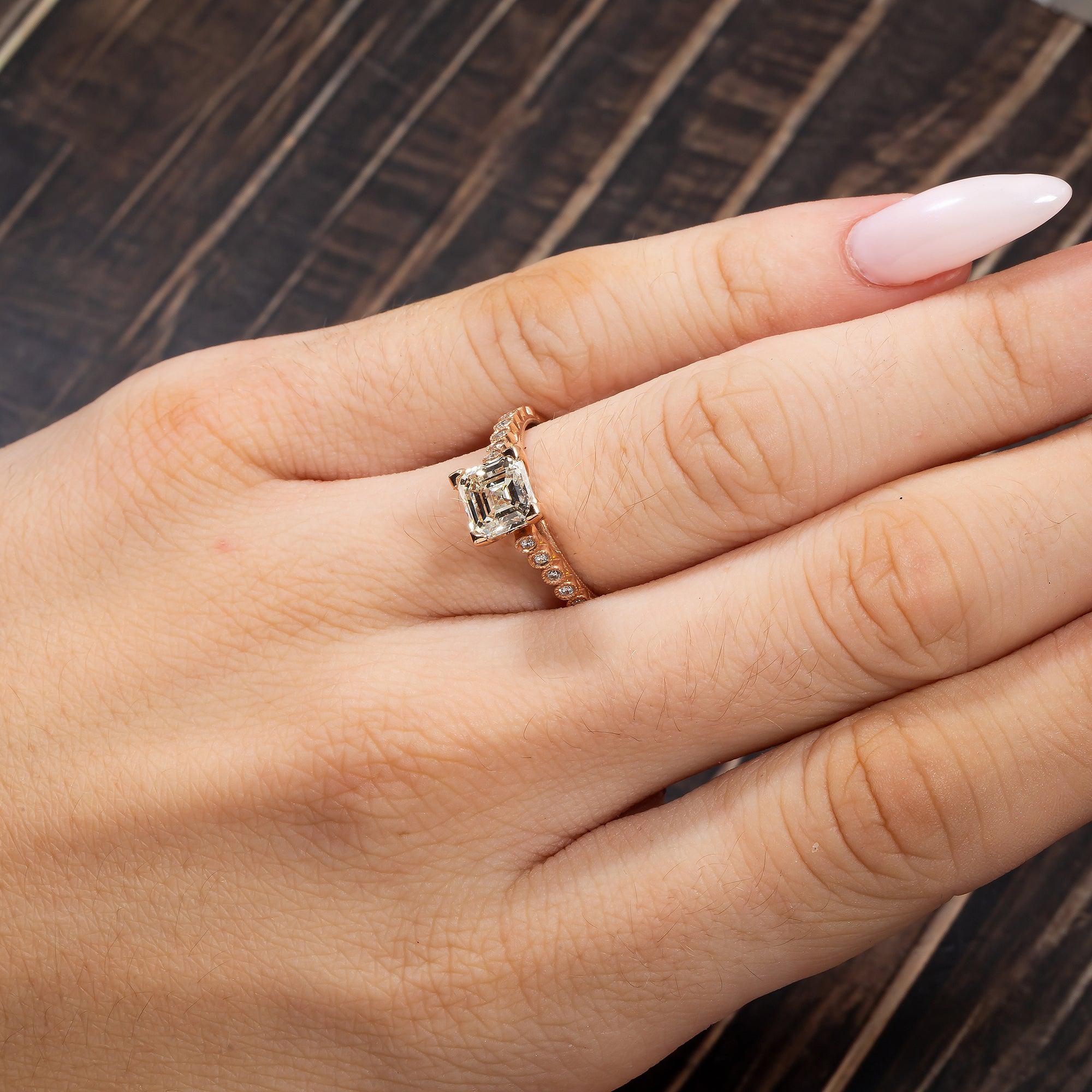 14K GOLD PRINCESS CUT DIAMOND ENGAGEMENT RING 1.70 CT GIA