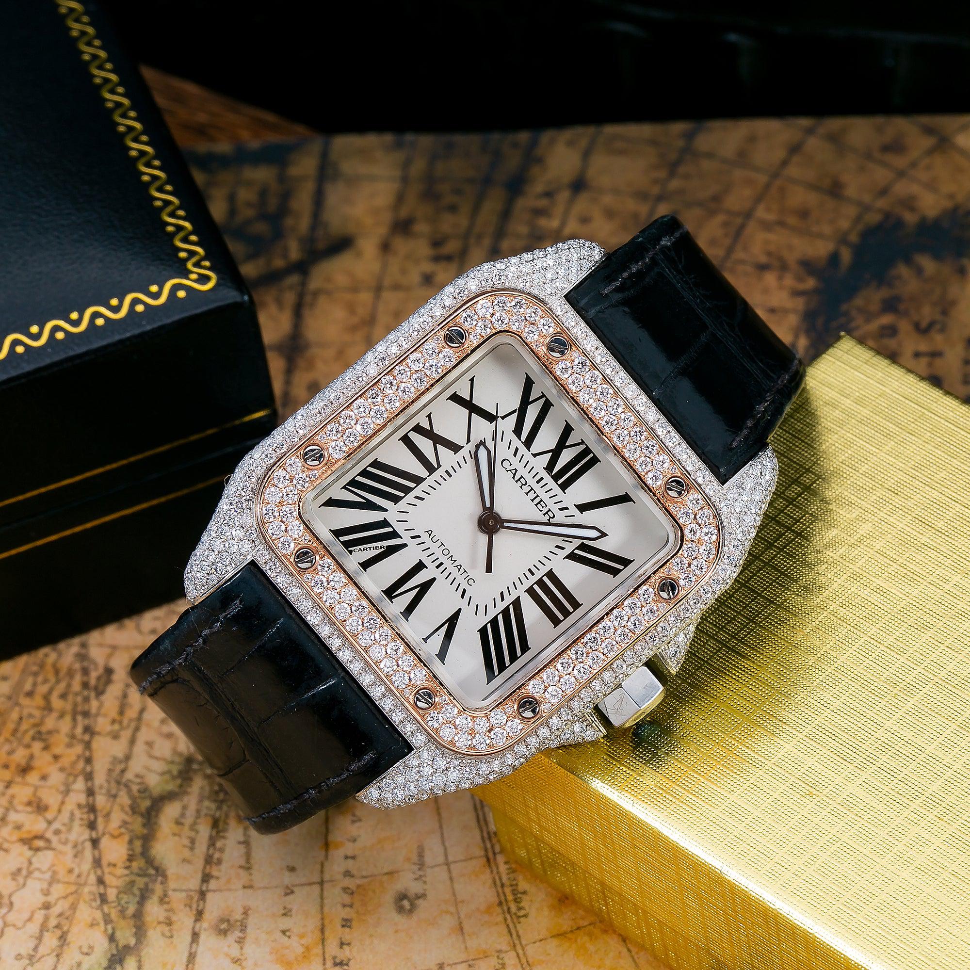 Cartier Santos 100 W20073X8 41MM White Dial With 9.25 CT Diamonds