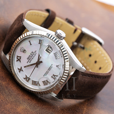 Rolex Datejust 16014 36MM White Dial With Brown Leather Bracelet