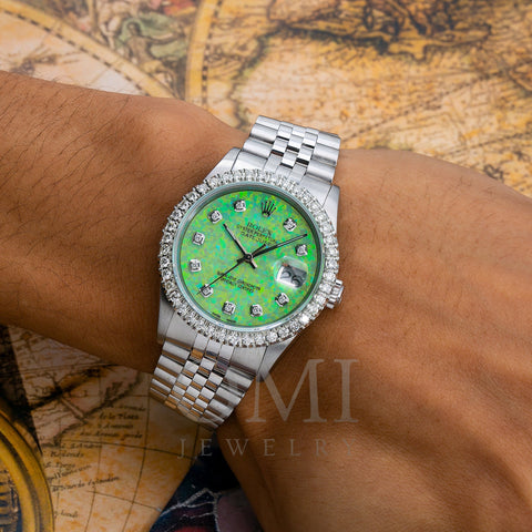 Rolex Datejust 16220 36MM Green Diamond Dial With Stainless Steel Bracelet