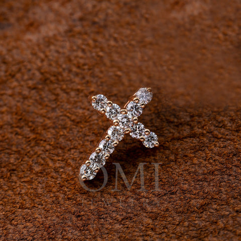 Unisex 14K Rose Gold Cross Pendant with 0.55 CT Diamonds