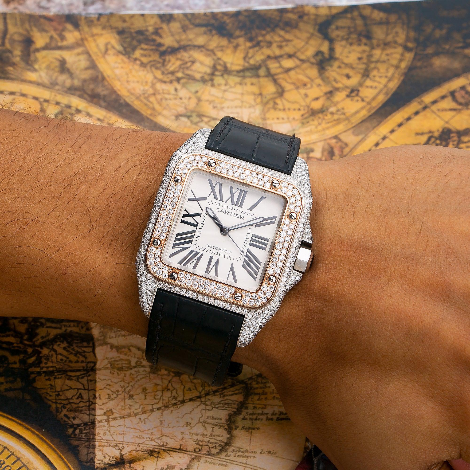 Cartier Santos 100 W20073X8 41MM White Dial With 9.25 CT Diamonds