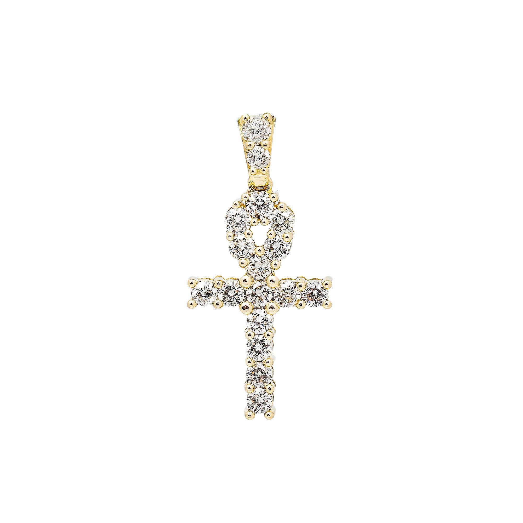 14K YELLOW GOLD ANKAH PENDNANT WITH 1.65 CT DIAMONDS