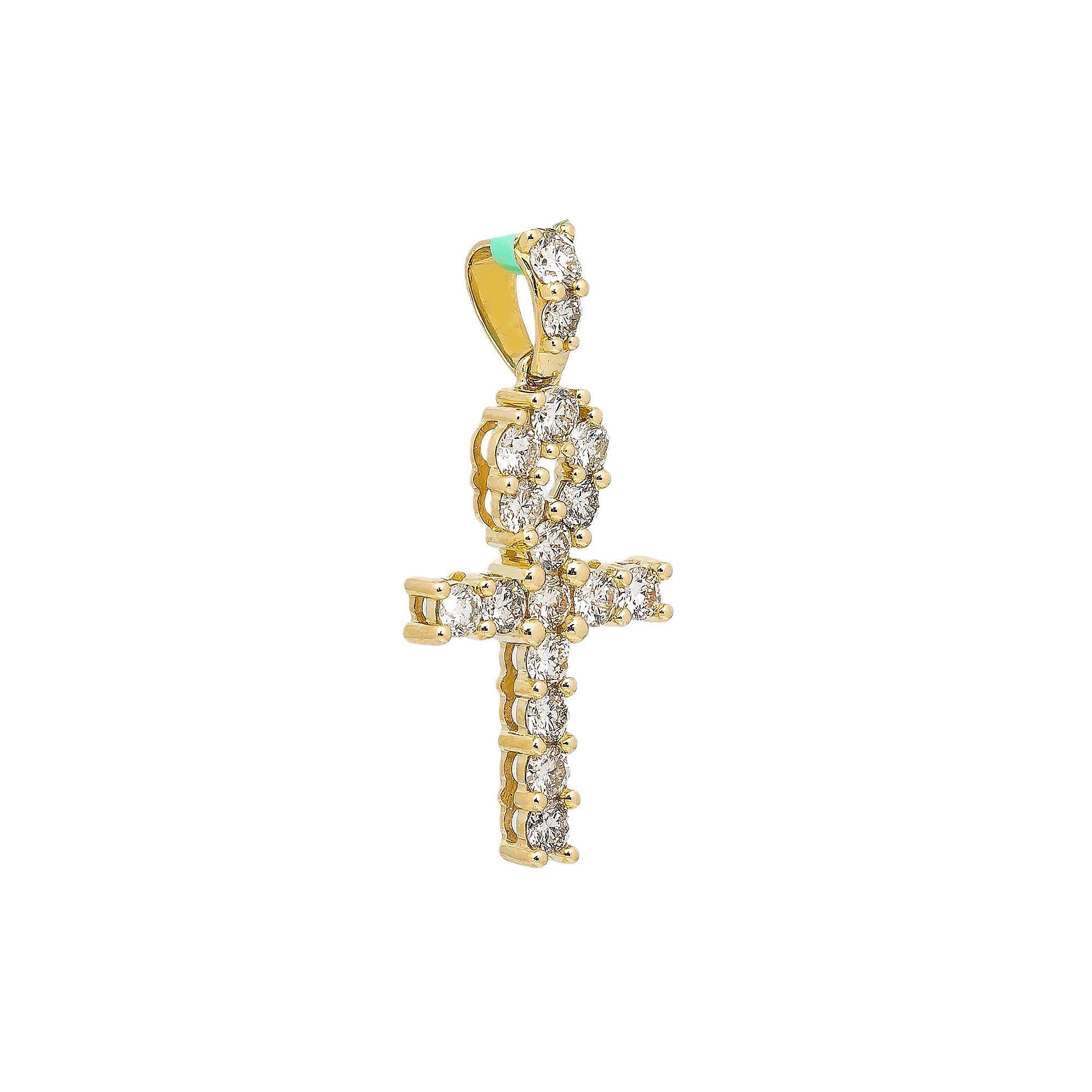 14K YELLOW GOLD ANKAH PENDNANT WITH 1.65 CT DIAMONDS